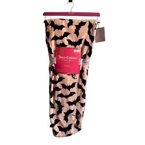 Juicy Couture Pink & Black Bat Plush Throw/Blanket NWT **